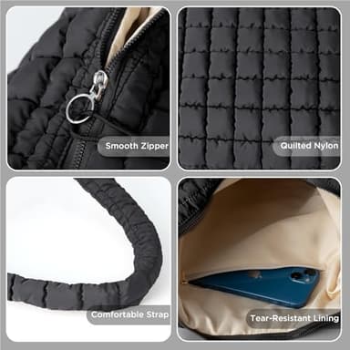 Puffer Tote Bag for Women Large Quilted Tote Bag Quilted Carryall Bag Soft Puffy Crossbody Bag Hobo Handbags Puff Purse - Image 7