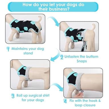 AOFITEE Dog Recovery Suit, Soft Recovery Suit for Female Male Dogs, Anti-Licking Dog Onesie for Abdominal Wounds, Dog Surgery Recovery Suit After Spay Neuter, Substitute Cone & Collar Dog Bodysuit, L - Image 3