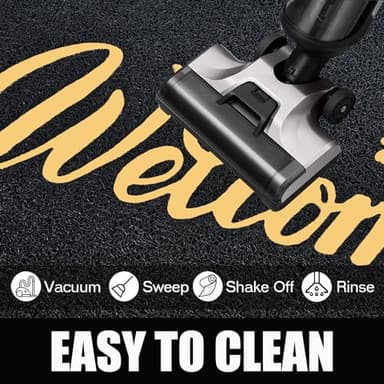 T.HENV Welcome Mat Outdoor, 36x24 All-Season Waterproof Front Door Mat, All-Weather Quick Drying Doormat, Low Profile Indoor, Patio Porch Entryway Floor, Black-Gold - Image 5