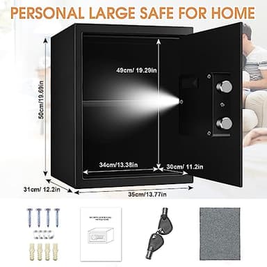 3.3 Cubic Feet Large Safes for Home Use Fire and Water proof, Digital Security Safe with Key and Combination, Home Safes Water and Fireproof for Firearm Medicine Money Valuables - Image 3