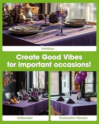 Pureegg Plastic Table Cloth Disposable 20 Pack, 54 x 108 Inch Table Cloths, Graduation Decorations Class of 2025, Graduation Party Tablecloths, Rectangle, Plastic Cover, Leakproof & Sturdy, Purple - Image 4