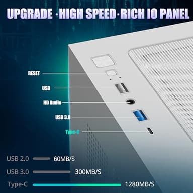 White PC Case, ATX Gaming PC Case with 7 PWM ARGB Fans Pre-Installed,Type-C Full-View Dual Tempered Glass, Gaming Cpmputer CASE - Image 4
