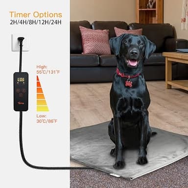 Toozey Small Pet Heating Pad, 6 Adjustable Temperature Dog Cat Heating Pad with Timer, Waterproof Heated Cat Bed with Chew Resistant Cord, Indoor Electric Pet Heated Mat 18x16in - Image 6