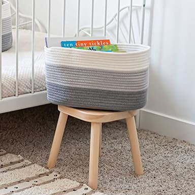 OrganiHaus Cotton Rope Storage Basket for Closet | Towel Basket for Bathroom | Woven Basket for Storage | Woven Baskets for Organizing | Soft Basket | Decorative Cotton Rope Basket for Storage - Gray - Image 3