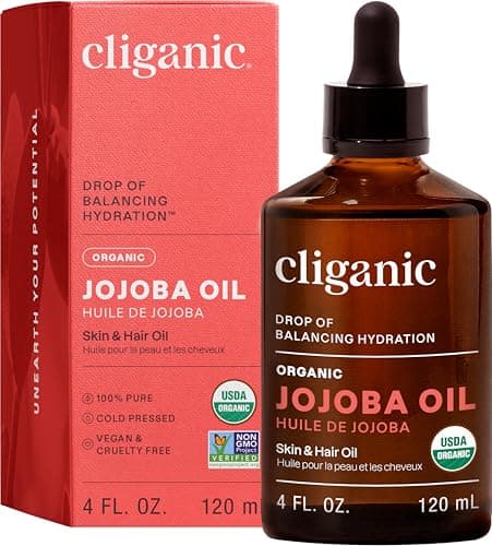 Cliganic Organic Jojoba Oil, 100% Pure (4oz) | Moisturizing for Face, Hair, Skin & Nails | Natural Cold Pressed Hexane Free | Base Carrier Oil - Image 1
