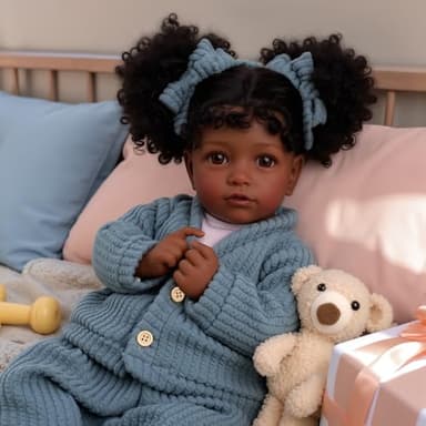 JIZHI Lifelike Reborn Baby Dolls Black Girl - 20 Inch Soft Feeling Realistic Newborn Baby Dolls Real Life Baby Dolls with Gift Box for Kids - Image 4