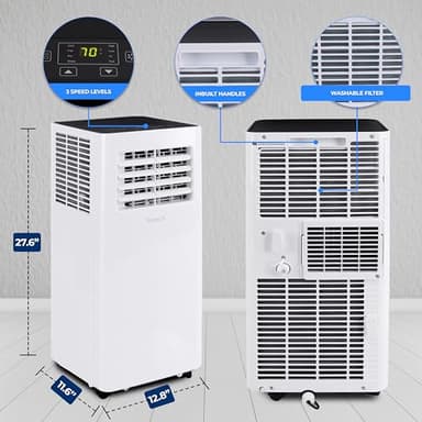 SereneLife Small Air Conditioner Portable 10,000 BTU with Built-in Dehumidifier - Portable AC unit for rooms up to 450 sq ft - WiFi app + Remote Control, Window Mount Exhaust Kit - Image 6