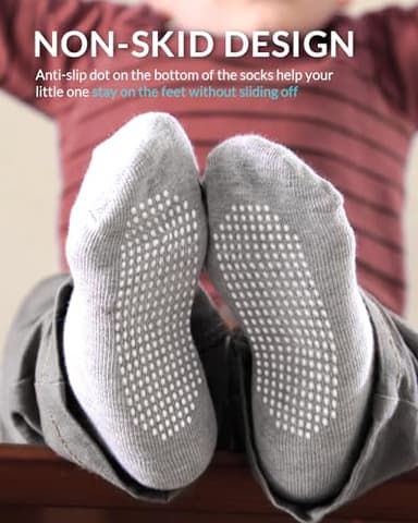 Infinno Baby Non Slip Ankle Socks 9 Pairs - Baby Socks with Grips for Infants Toddlers Kids, Boys and Girls 6-24 Months, 1T-7T - Image 2