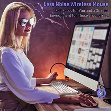 LeadsaiL Pink Wireless Keyboard and Mouse Combo, Full-Sized Ergonomic Computer Keyboard with Phone Tablet Holder, 2.4GHz Silent Cordless Keyboard Mouse Set for Windows Laptop, PC, Desktop - Image 5