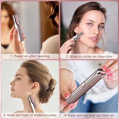 Facial Hair Remover for Women - as Seen on TV Painless Face Shaver - Electric Hair Removal Device for Face Lips Peach Fuzz with Light (Blue) - Image 4