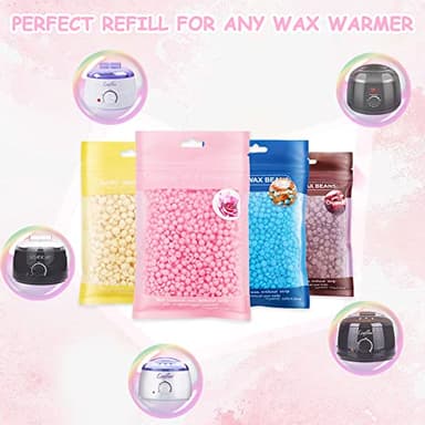 Hard Wax Beads, Professional Wax Beads for Hair Removal 400g Hair Wax with 10 Pcs Wood Sticks for Full Body Brazilian Bikini Face Legs Eyebrow Painless at Home for Woman Men - Image 5