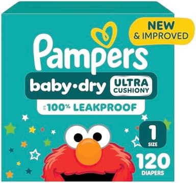 Pampers Diapers - Baby Dry - Size 1, 120 Count, Absorbent Disposable Infant Diaper (Packaging May Vary - Image 2