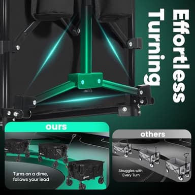 Collapsible Wagon Cart with Big All-Terrain Beach Wheels, Foldable Heavy Duty Wagons with Cup Holders, Utility Carts for Camping, Garden, Outdoor, Grocery, Sports. Black - Image 6