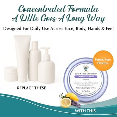 Dr. Dave's Primal Essence Grass Fed Beef Tallow Balm for Face and Body with Shea Butter, Organic Jojoba Oil, Honey, and Beeswax – Beef Tallow for Skin – Lavender and Lemon – 1 oz - Image 9