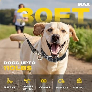 Fida Upgraded Retractable Dog Leash 30ft, Heavy Duty Pet Walking Leash for Medium/Large Breed up to 110 lbs, 360° Tangle-Free Long Retract Dog Lead, Soft Grip, One-Hand Brake, Black - Image 7
