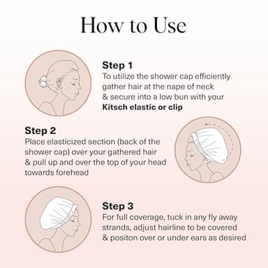 Kitsch Luxury Shower Caps for Women Reusable Waterproof - Flexi Satin Lined, Large Shower Cap for Men, Non-slip, Quick-dry, Adjustable, Stylish Hair Cap for Long & Short Hair - Cherry Print - Image 4