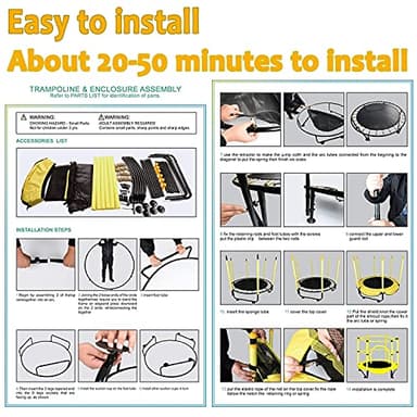 60" Trampoline for Kids, 5 FT Toddler Baby Trampoline with Safety Enclosure Net, Indoor or Outdoor Yellow Small Trampolines with Basketball Hoop, Birthday Gifts for Kids, Gifts for Boy Age 3-8 - Image 5