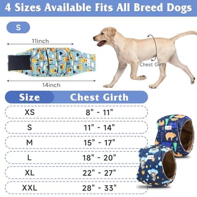5 Pack Dog Diapers Male, Premium Belly Bands for Dogs, High Absorbing Male Dog Pee Wraps for Doggie in Incontinence or Excitable Urination and Training XS - Image 2