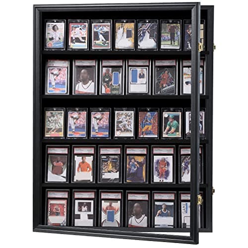 KCRasan 35 Graded Sports Card Display Frame -Baseball Card Display Case Lockable - Trading Card Collector Wall Display Holder for Basketball Football Hockey Cards, UV Protection Acrylic(Black) - Image 1