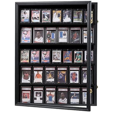KCRasan 35 Graded Sports Card Display Frame -Baseball Card Display Case Lockable - Trading Card Collector Wall Display Holder for Basketball Football Hockey Cards, UV Protection Acrylic(Black) - Image 1
