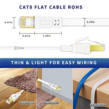 Qiuean Cat8 Ethernet Cable 100FT, High Speed Outdoor and Indoor Available Cat8 Network Cable - 40Gbps, 2000Mhz, Gold Plated RJ45 Connector - 30M, White - Image 3