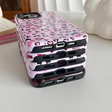 DEFBSC Case for iPhone 14 Pro, Cute Pink Bow Cherry Print Aesthetic Trendy Pattern for Women Girls Slim Durable Bumper Shockproof for iPhone 14 Pro Case, Cherry/Glossy - Image 3