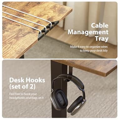 Agilestic L-Shaped Standing Desk Adjustable Height, Electric Corner Standing Desk, Sit Stand Up Desk, 75x61 inch Sit Stand Computer Table, Rustic Brown - Image 5