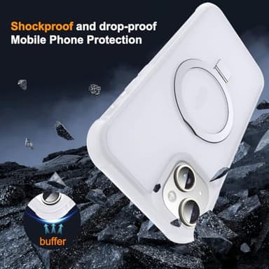 SKYLMW Compatible with iPhone 15 Plus Case with Invisible Magnetic O-Ring Stand Military-Grade Phone Case for iPhone 15 Plus 6.7" [Compatible with Mag-Safe][Great Grip Feeling],Translucent - Image 7