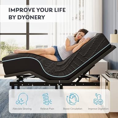 Dyonery Split King Adjustable Bed Frame with 14 inch Cooling Copper Memory Foam Mattress, Wireless Remote & Head and Foot Incline, CertiPUR-US Certified & Fiberglass Free, Zero Gravity, 80" × 76" - Image 2