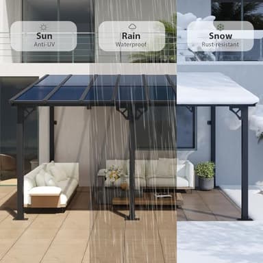 Aoxun 10’x 14’ Gazebo, Wall Mounted Gazebos Pergola on Clearance, Outdoor Patio, Large Wall-Mounted Heavy Duty Awnings for Patio, Decks, Backyard - Image 3