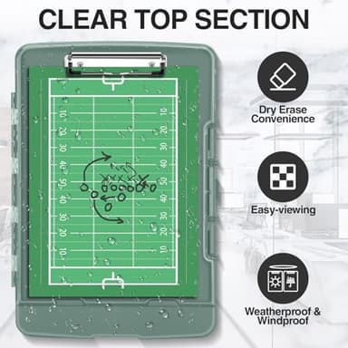 Sooez Original Clipboard with 2 Storage & Pen Holder, Heavy Duty Clip Boards 8.5x11 with Dual Storage, Clearview Dry Erase Coach Clipboard with Real Hinge, High Capacity, School & Office Supplies - Image 3