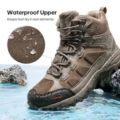 NORTIV 8 Men's Waterproof Hiking Boots Outdoor Mid Trekking Lightweight Mountaineering Shoes Paladin,Size 8.5W,Coffee,JS19004M - Image 7