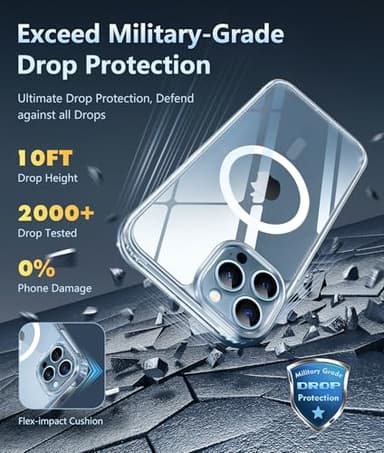 FNTCASE for iPhone 12 Pro-Max Case: Strong Magnetic Anti Yellowing Slim Clear Case | Military Grade Protective & Shockproof Drop Protection Thin Transparent Phone Cover(Q-Clear) - Image 5