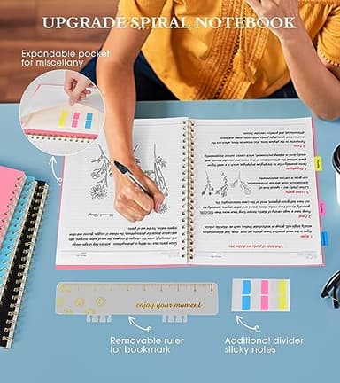 Spiral Notebook Journal 8.5” x 11”, A4 Large Pink Notebooks for Women Men, College Ruled Lined Journal, 100 GSM Paper, Plastic Hardcover Spiral Bound Journals for Work School Note Taking Business - Image 5