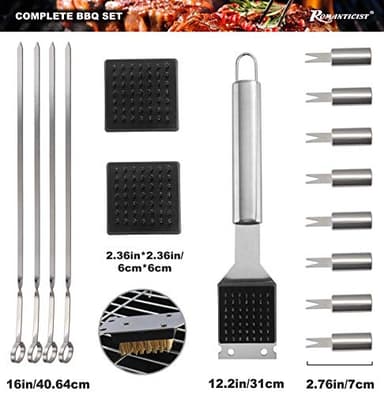 ROMANTICIST 23pcs Must-Have BBQ Grill Accessories Set with Thermometer in Case - Stainless Steel Barbecue Tool Set with 2 Grill Mats for Backyard Outdoor Camping - Father's Day Best Barbecue Gift - Image 3
