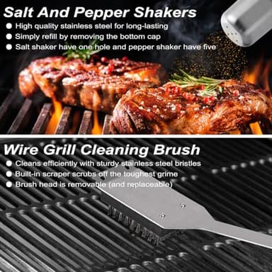 POLIGO 29 PCS BBQ Grill Accessories Stainless Steel BBQ Tools Grilling Tools Set with Storage Bag for Fathers Day Dads Birthday Presents - Camping Grill Utensils Set Ideal Grilling Gifts for Men Women - Image 6