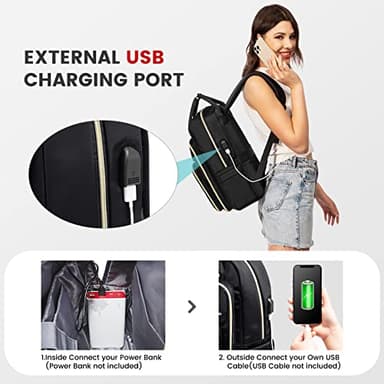 LOVEVOOK Laptop Backpack Women Teacher Backpack,15.6 Inch Laptop Bag with USB Port,Waterproof Daypack for Work Travel,Black - Image 5