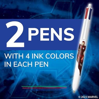 BIC 4 Color Retractable Ballpoint Pen with Marvel's Avengers Characters, Wide Barrel for Comfort, 2-Count in Assorted Ink - Image 4