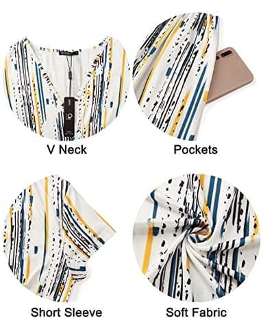 OUGES Women's V-Neck Pattern Pocket Maxi Long Dress Casual Maternity Nursing Dress(Floral-44,L) - Image 5