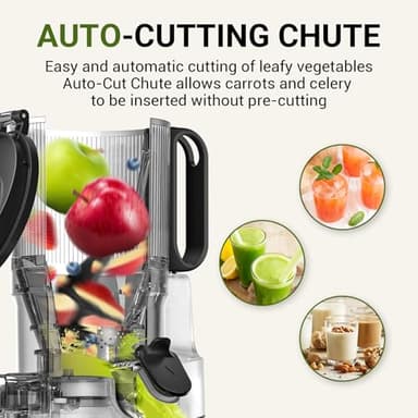 AMZCHEF Juicer Machines, 5.8" Extra Self-Feeding Cold Press Juicer for Whole Vegetable & Fruit, Juice Extractor Machine with Large Auger & Triple Strainers, Easy to Clean, High Juice Yield, Silver - Image 3