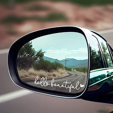 3 x Hello Beautiful Rearview Mirror Decal, Vanity Mirror Stickers, Rear View Mirror Vinyl Decor, Car Accessories Gifts, Car Decor for Women, Car Window Decal, Self Affirmations Stickers - Image 3