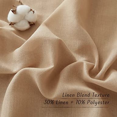 NICETOWN Linen Flax Semi Sheer Curtains 92" Length, Grommet Window Treatments Privacy Added with Light Penetration Vertical Drapes for Loft/Home Office, Camel, W55 x L92, 2 Panels - Image 6