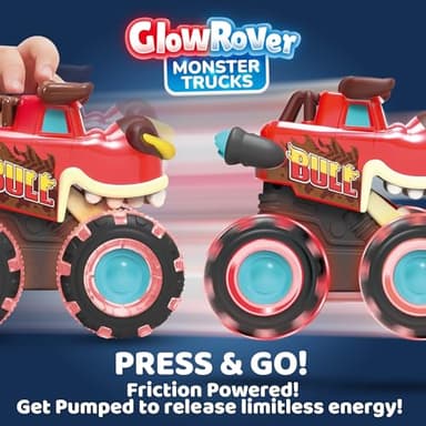 JOYIN 3 Pack Monster Truck Toy - Motion Activated Light-Up Cars for Toddlers - Monster Treads Lightning Wheels - Baby Toy Trucks - Press & Go Cars for Kids Boys Birthday Gifts for Christmas - Image 3