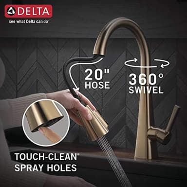 Delta Lenta Brushed Gold Kitchen Faucet with Pull Down Sprayer, Modern Brushed Gold Single Hole Kitchen Sink Faucet, Single Handle, Champagne Bronze 19802Z-CZ-DST - Image 4