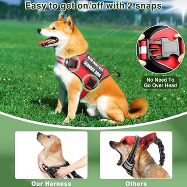 MOOGROU Service Dog Vest Harness and Leash Set+10 Patches,No Pull&Adjustable Reflective Dog Harness with Soft Padded Handle for Training/Everyday,Fit Small/Medium/Large/Extra-Large Dogs (Red S) - Image 4