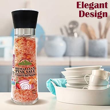 Himalayan Chef Pink Salt with Roasted Onion & Red Crushed Pepper, Tall Glass Grinder, 10.58 Oz - Image 6