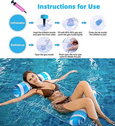 4 Pack Upgrated XL Water Pool Floats, 4-in-1 (Hammock, Saddle, Lounge Chair, Drifter) Multi-Purpose Water Pool Float, Non-Stick PVC Material - Image 6