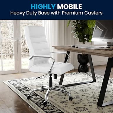 Flash Furniture Whitney High-Back Swivel LeatherSoft Desk Chair with Padded Seat and Armrests, Adjustable Height Padded Office Chair, White/Chrome - Image 8