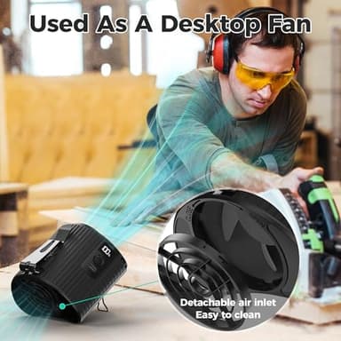 KITWLEMEN Portable Waist Fan - Personal Clip on Belt Fan, 5 Speeds 20H Cooling, Rechargeable Battery Operated, Wearable with Lanyard for Camping, Travel, Jobsite (Black) - Image 6