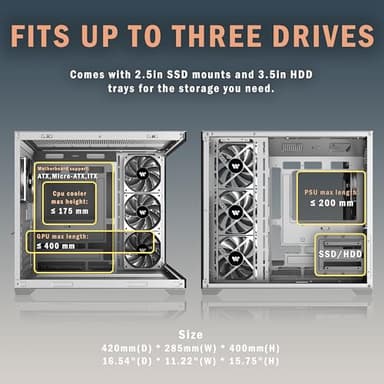 KEDIERS PC CASE ATX 4 Fans Pre-Installed, Type-C Mid Tower Computer Case with Full-View Dual Tempered Glass, Gaming PC Case,Black,K4 - Image 6